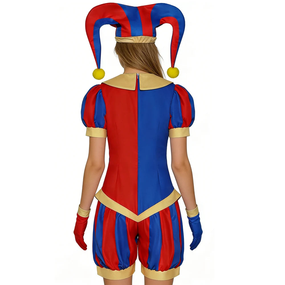 The Amazing Digital Circus Pomni Costume Women Kids Clown Outfit Halloween - Beige / 140