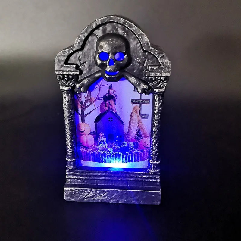 10pcs LED Light Up Graveyard Tombstones Headstone Skull Lamp Home Halloween Decor Party Supplies - product image 6
