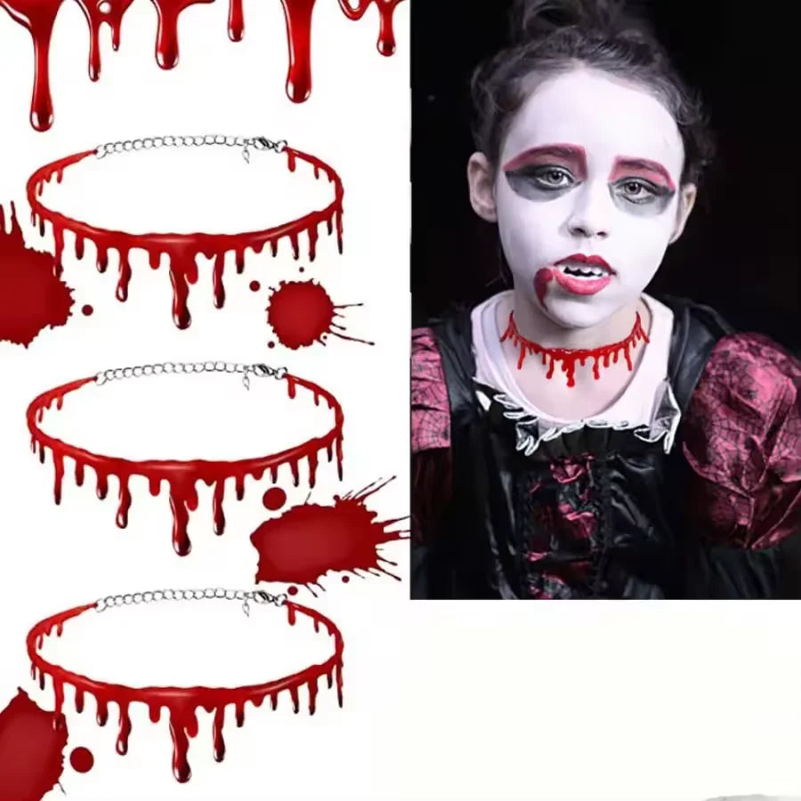 Halloween Decoration Horror Blooddrop Necklace Fake Blood Vampire Fancy Bloody Necklace Female Necklace Fear - product image 2