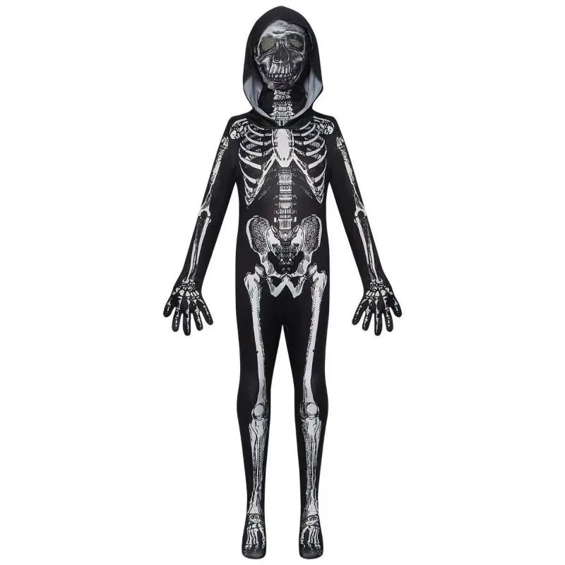 Adults Kids Skeleton Skin Suit Halloween Cosplay Costume Carnival Ghost Theme Masquerade Party Fancy Dress Outfit