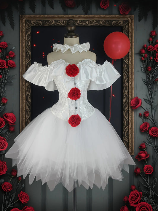 Women's Clown Corsets Suit With Skirt Circus Outfit Jester Dress Costume