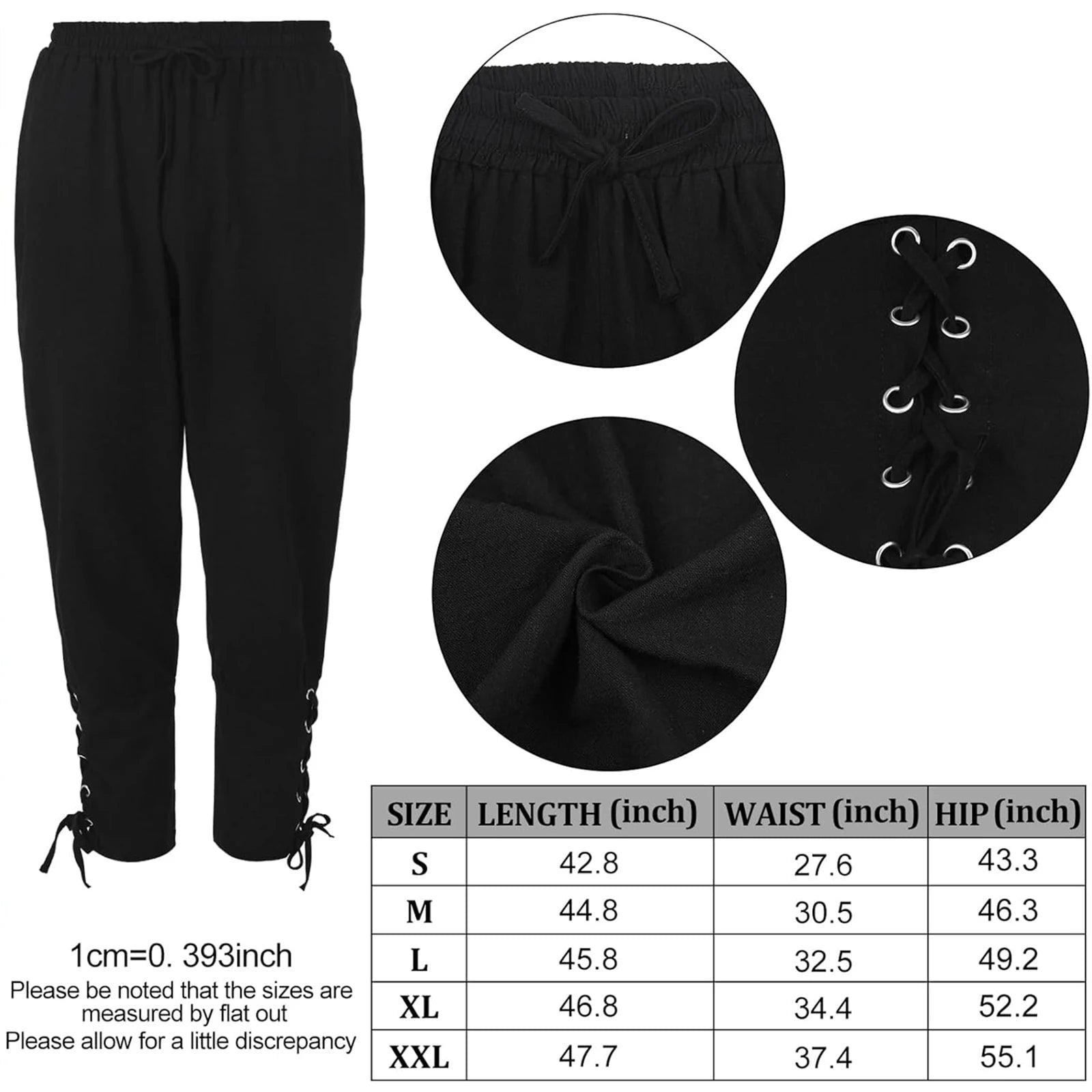 Men's Medieval Renaissance Pirate Shirt Ankle Banded Pants Headband Halloween Costume - Beige / XXL