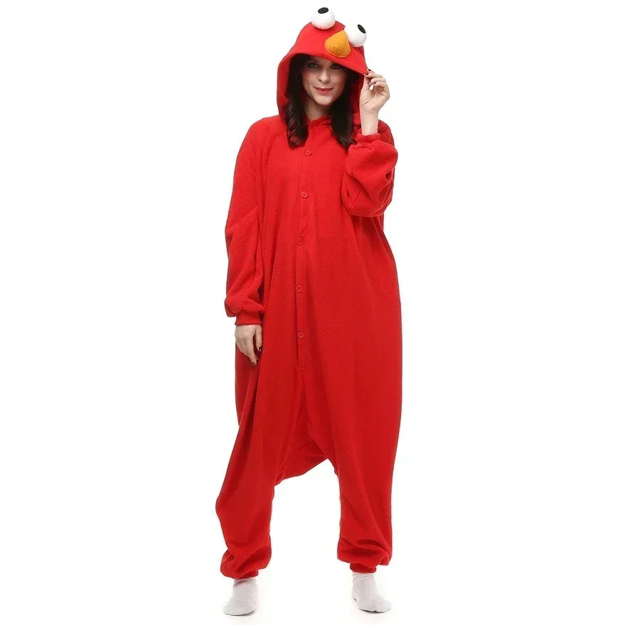 2026 Halloween Costume de monstre Kigurumi Elmo et Cookie pour adultes, grenouillères de dessin , pyjama, Halloween