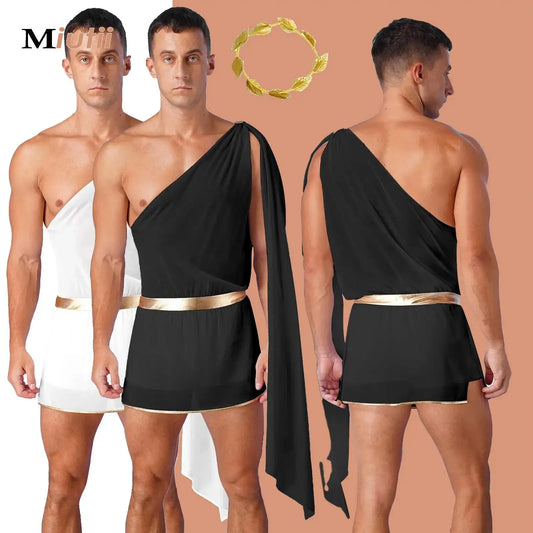 Men's Greek God One Shoulder Skirted Bodysuit Costume