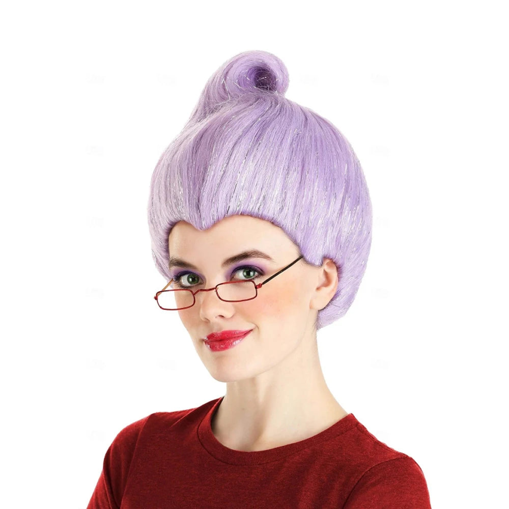 HAIRJOY Light Purple Fairy Godmother Wig – Short Synthetic Costume Hair