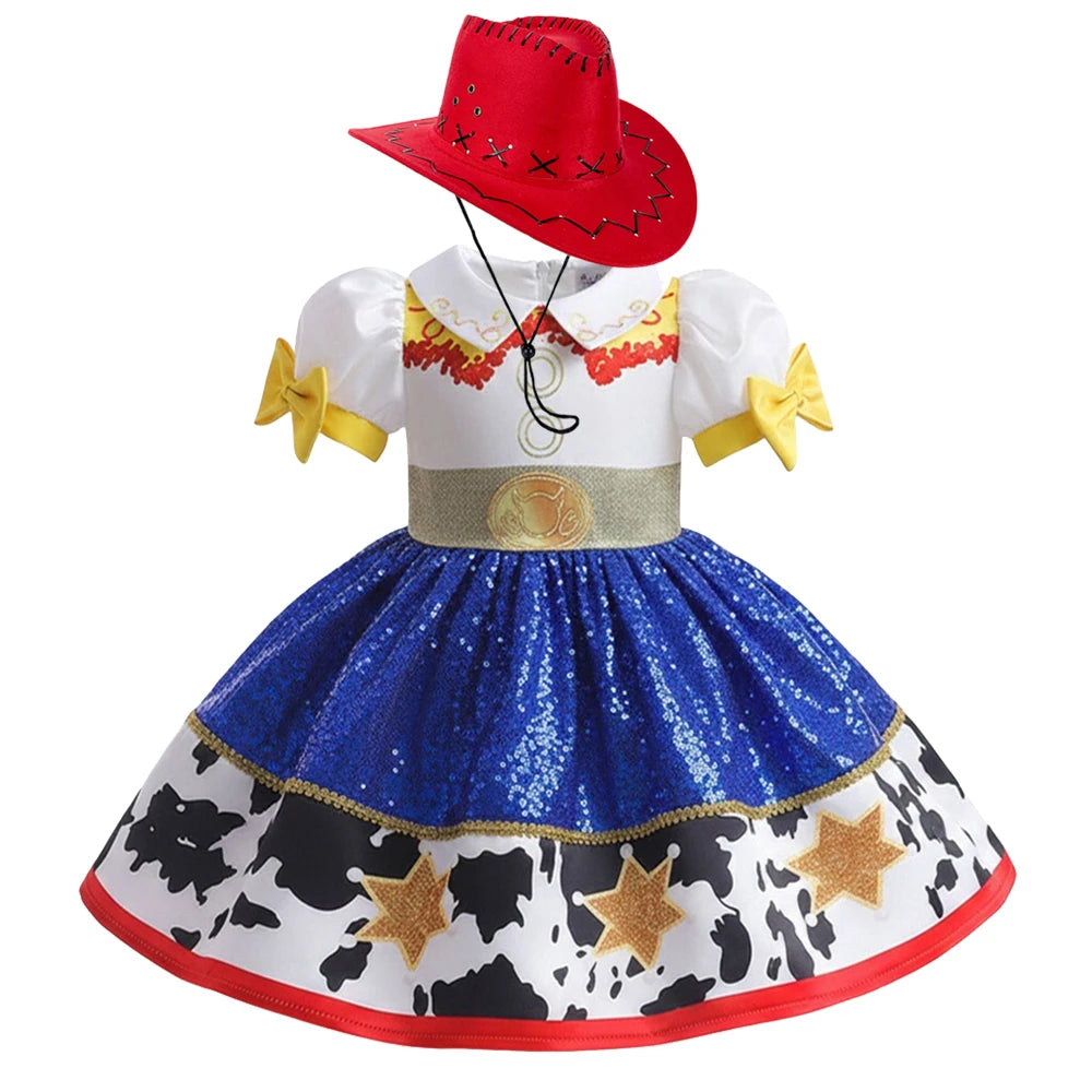 Girls Movie Jessie-Inspired Dress Cowgirl Costume Costume Kids Fancy Outfit Clothes
