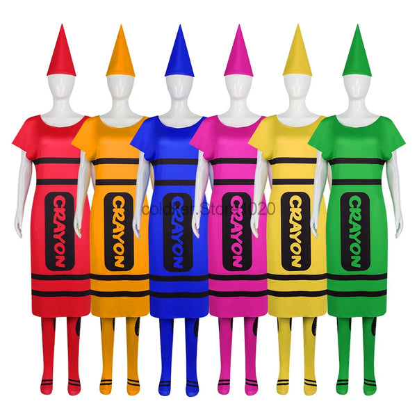Couples Colors Funny Crayon Red Blue Yellow Hat Costume