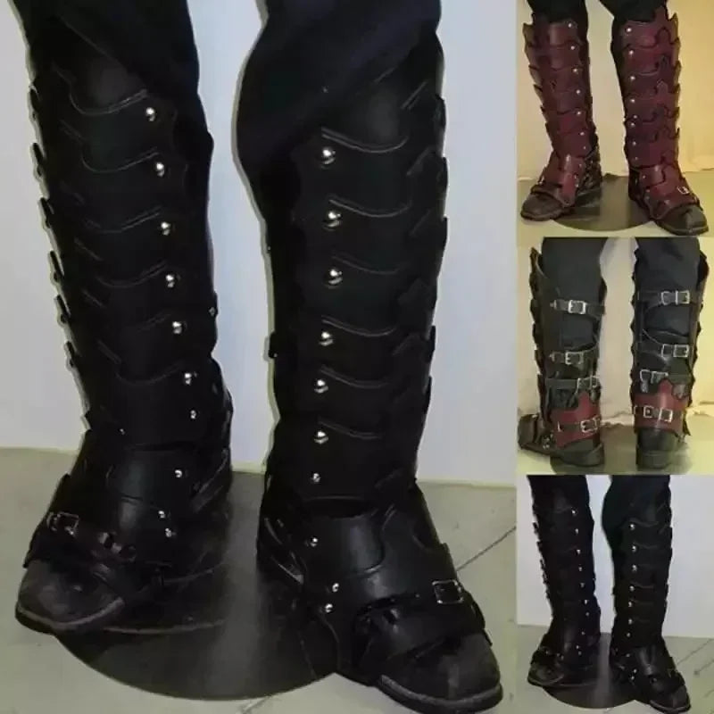Medieval Armor Larp PU Leather Leg Gothic Gaiter Viking Knight Costume Rider Shoe Boot - View 5