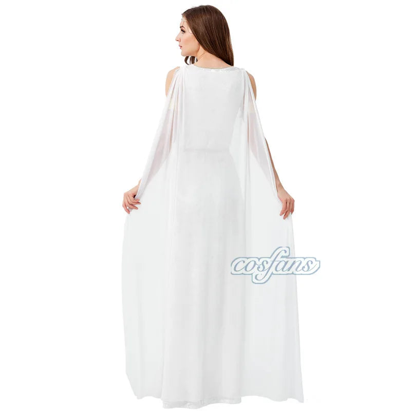 Ancient Greek Mythology Goddess Queen Costume Sexy High Slit Dress for Women Halloween - View 5