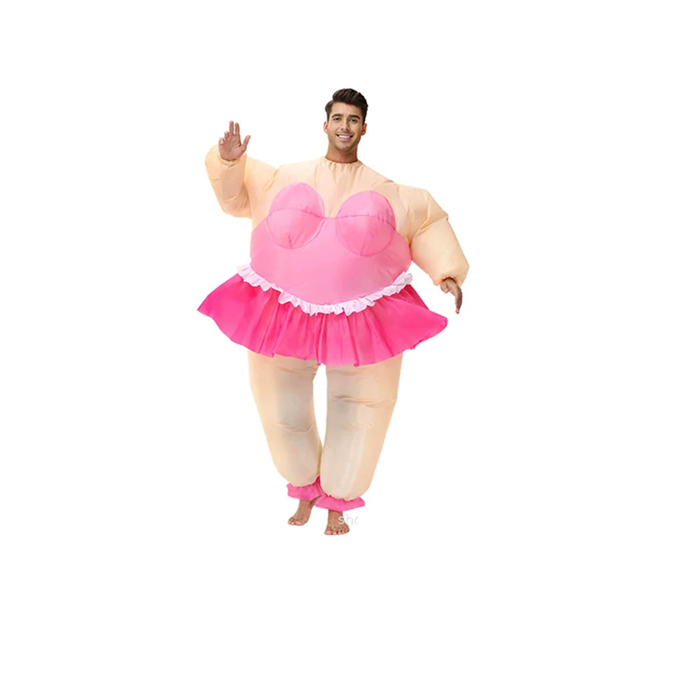 Adult Halloween Costume Handstand Clown Inflatable Costume Blow Up Pig Outfit Dress Ballet - Style Q / Adult 59.1–76.8 in (150–195 cm)