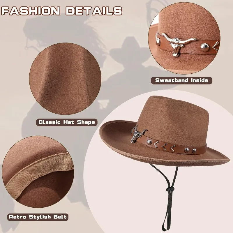 3 Pcs Women Cowboy Cowgirl Costume Faux Suede Tassel Vest Waistcoat with Rivets