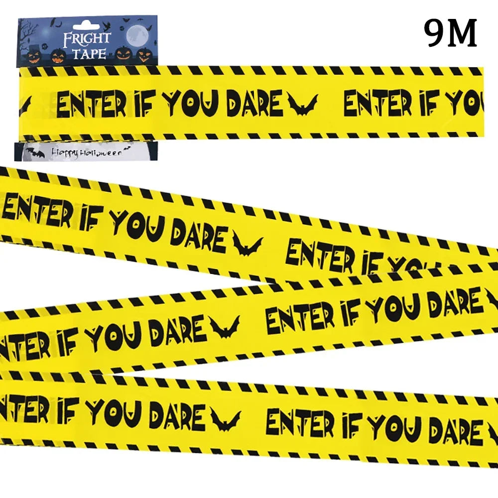 Halloween Warning Tape Signs Banner Halloween Props Window Prop Danger Warning Line Halloween Decoration Supplies