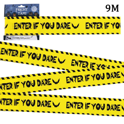 Halloween Warning Tape Signs Banner Halloween Props Window Prop Party Danger Warning Line Halloween Party Decoration Supplies
