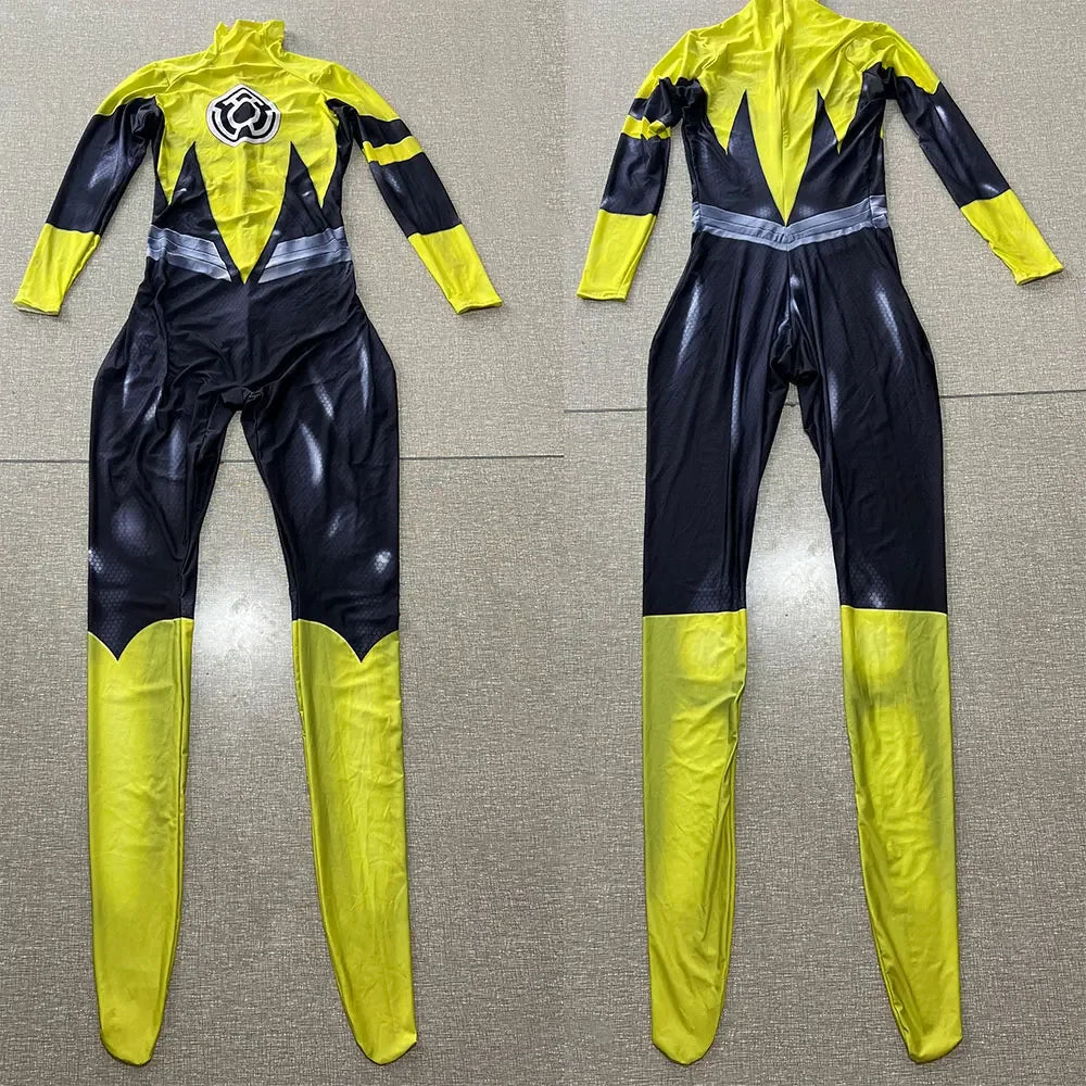 Men's Superhero Yellow Lantern Bodysuit Zentai Jumpsuit W Costume - alternate view 6
