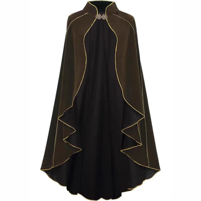 Men Halloween Cloak Costume Cape Medieval Shawl Vampire Pirate Robe Old Ranger Costume - Brown / One Size