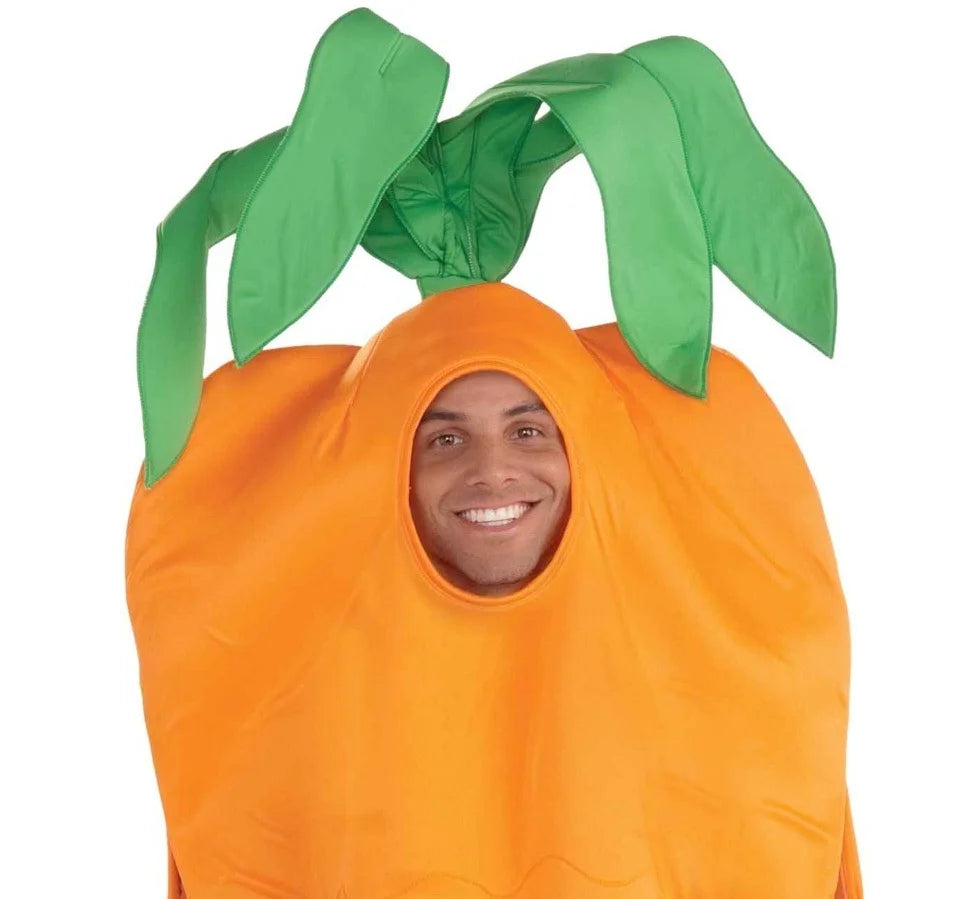 HAPPY JO Adult Carrot Costume – Funny Orange Vegetable Jumpsuit