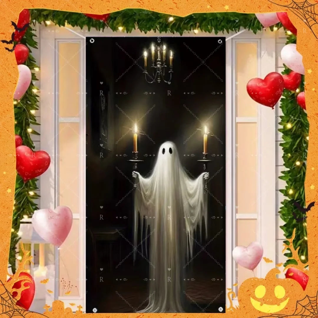 Happy Halloween Decor Door Cover Banner Horror Night Castle Bat Ghost Pumpkin - product image 10