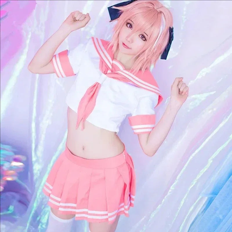 Anime Fate Apocrypha Rider Astolfo Costume for Men JK School Uniform Sailor Suit Women - as picture show / XL