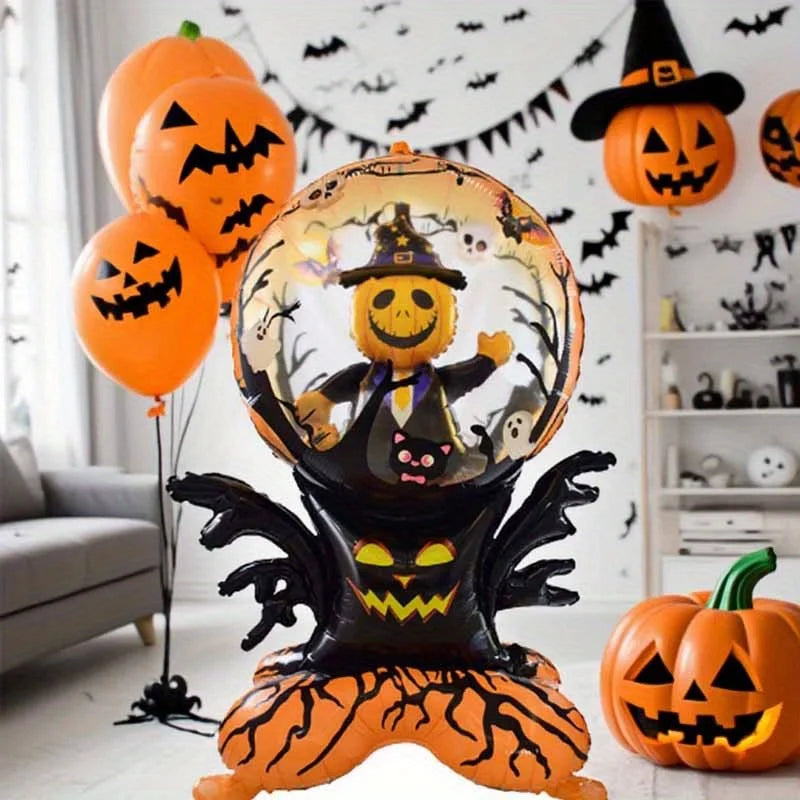 1/2Pcs Halloween Large Standing Pumpkin Bat Foil Balloons Halloween Party - product image 3