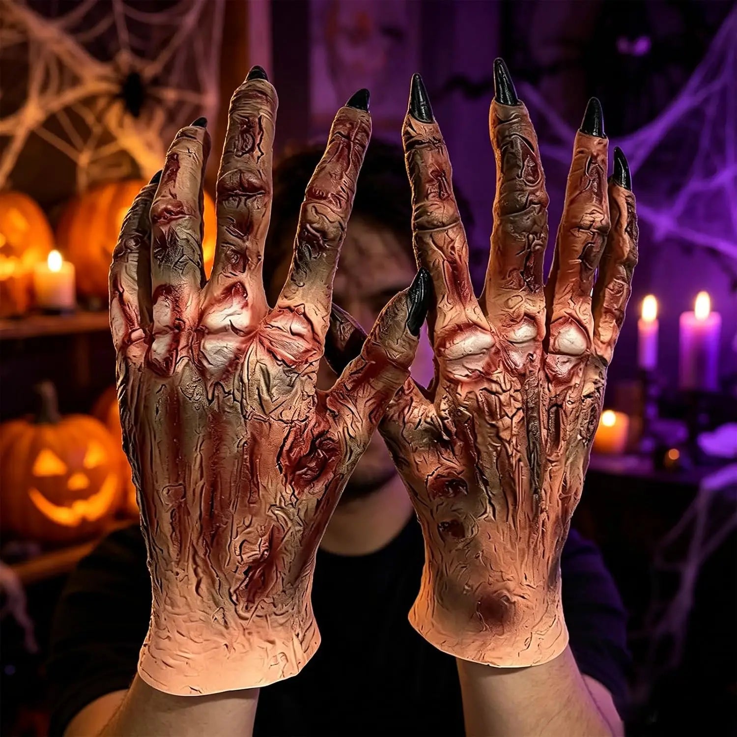 Halloween Zombie Mummy Skeleton Latex Gloves - view 3