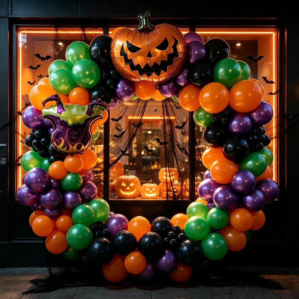 Classic Halloween Color Scheme balloon Set, Pumpkin Head Witch Hat Aluminum - product image 4