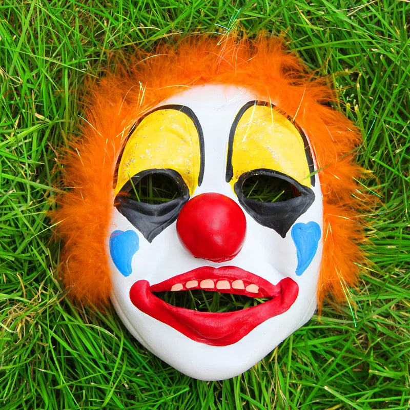 Kids Men Women Full Face Feather Scary Clown Mask Costume Props Red Masks Halloween - View 4