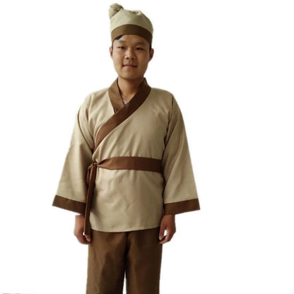 Men's Ancient Chinese Servant Farmer Hanfu Adultchinese Costume - alternate view 9