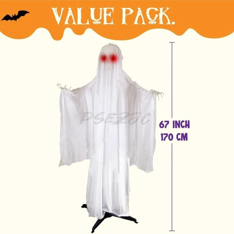 Halloween Voice Controlled Luminous Sound Standing Swinging Ghost 5.6 Ft Terrifying Venue Decoration and Props