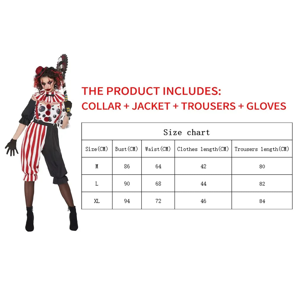 ZAWALAND Costume Clown Dress Costume Women Girls Outfits Halloween Joker Clown Headwear - 1 / M women)