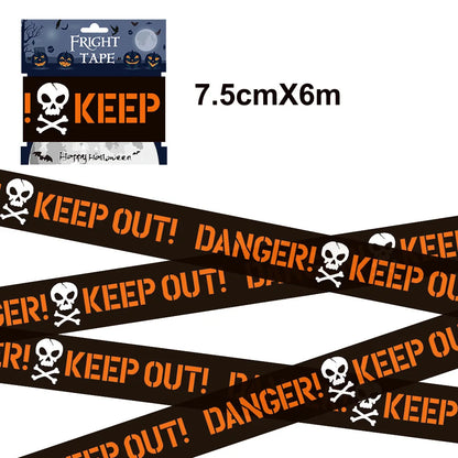 Halloween Decoration Caution Tape Window Prop Skull Zombie Warning Tape Signs Halloween Props Party Favors Haunted House Décor