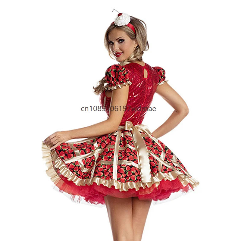 Women's Gothic Vampire Halloween Costume Black Red Lace Mini Dress Adult Female Masquerade Carnival Witch - product image 4