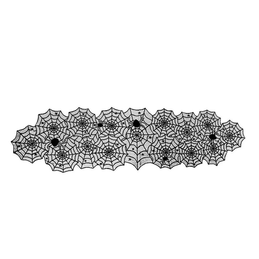Halloween Bat Table Runner Lace Web Skeleton Skull Tablecloth Black Fireplace - product image 11