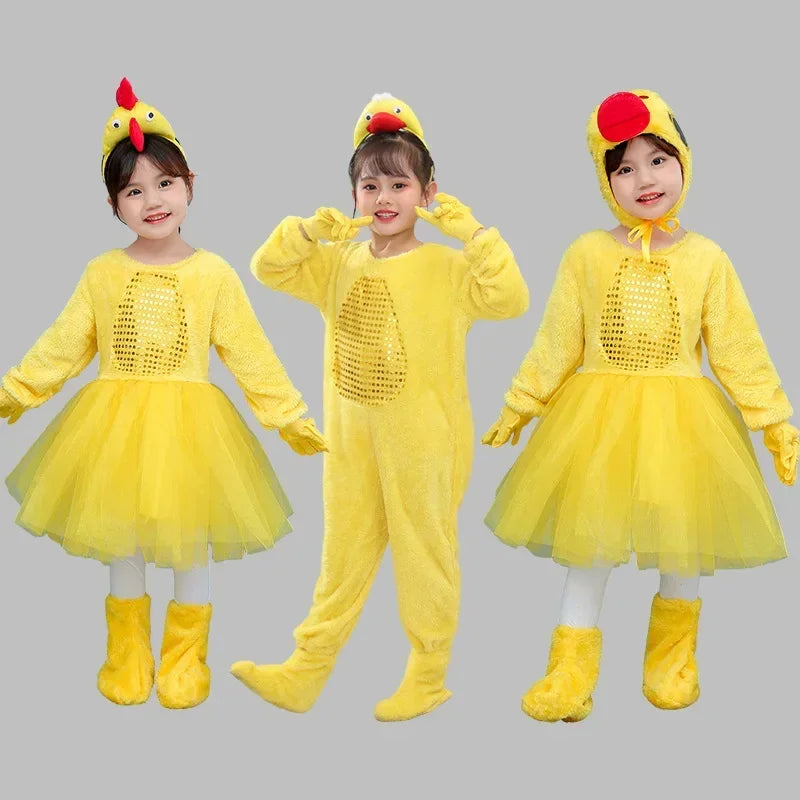 New Children Kids Adult Halloween Duck Chicken Chick Costume Skirt Tutu Yellow Bodysuit Outfit Dance - product image 4