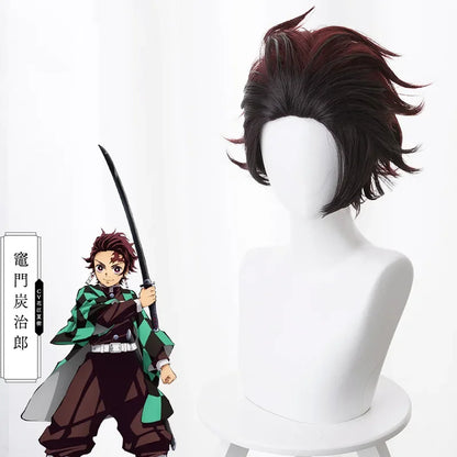 Anime Demon Slayer Tanjirou Kamado Costume Kimetsu No Yaiba Kimono Cloak Man Coat Lining - Wig / L