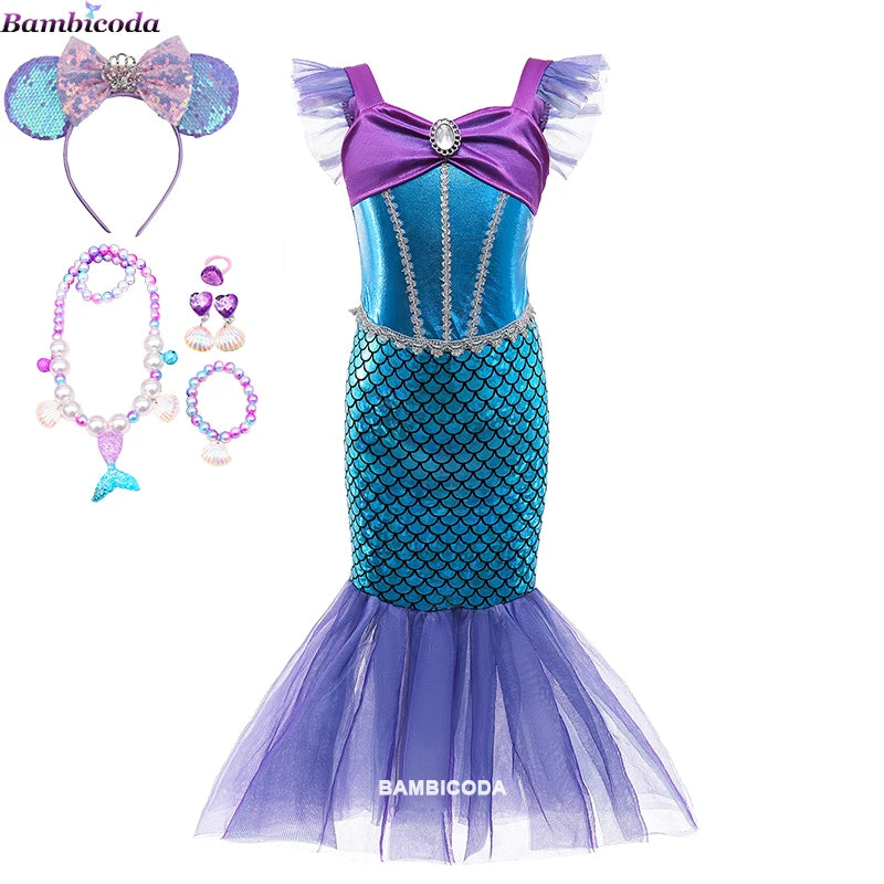Ariel-Inspired Mermaid Princess Costume for Girls | Dress-Up Gown