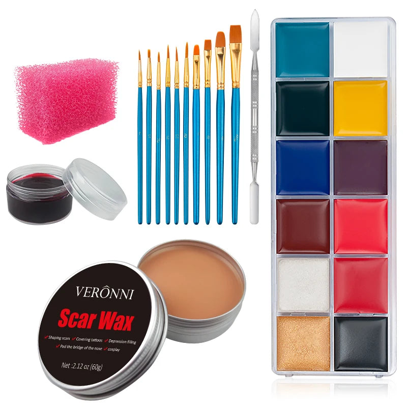 12/20 Colors Face Body Painting Fake Blood ,Halloween Professional Special Effects Makeup Kit with Wound - product image 7