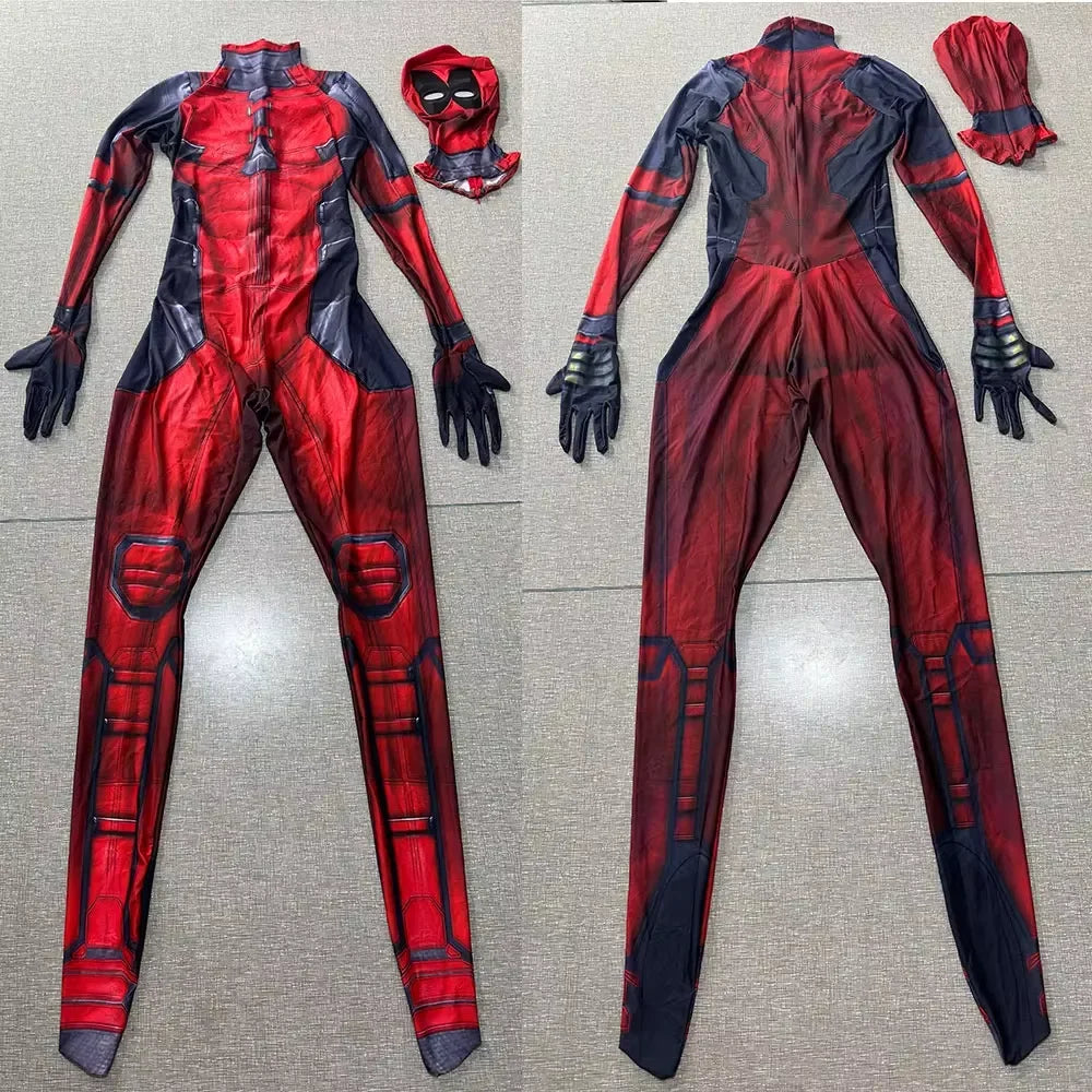 Halloween New red-and-black masked anti-hero costume Costume Superhero Adults Zentai Suit Men Male Full Bodysuit Party Jumpsuit - product image 5