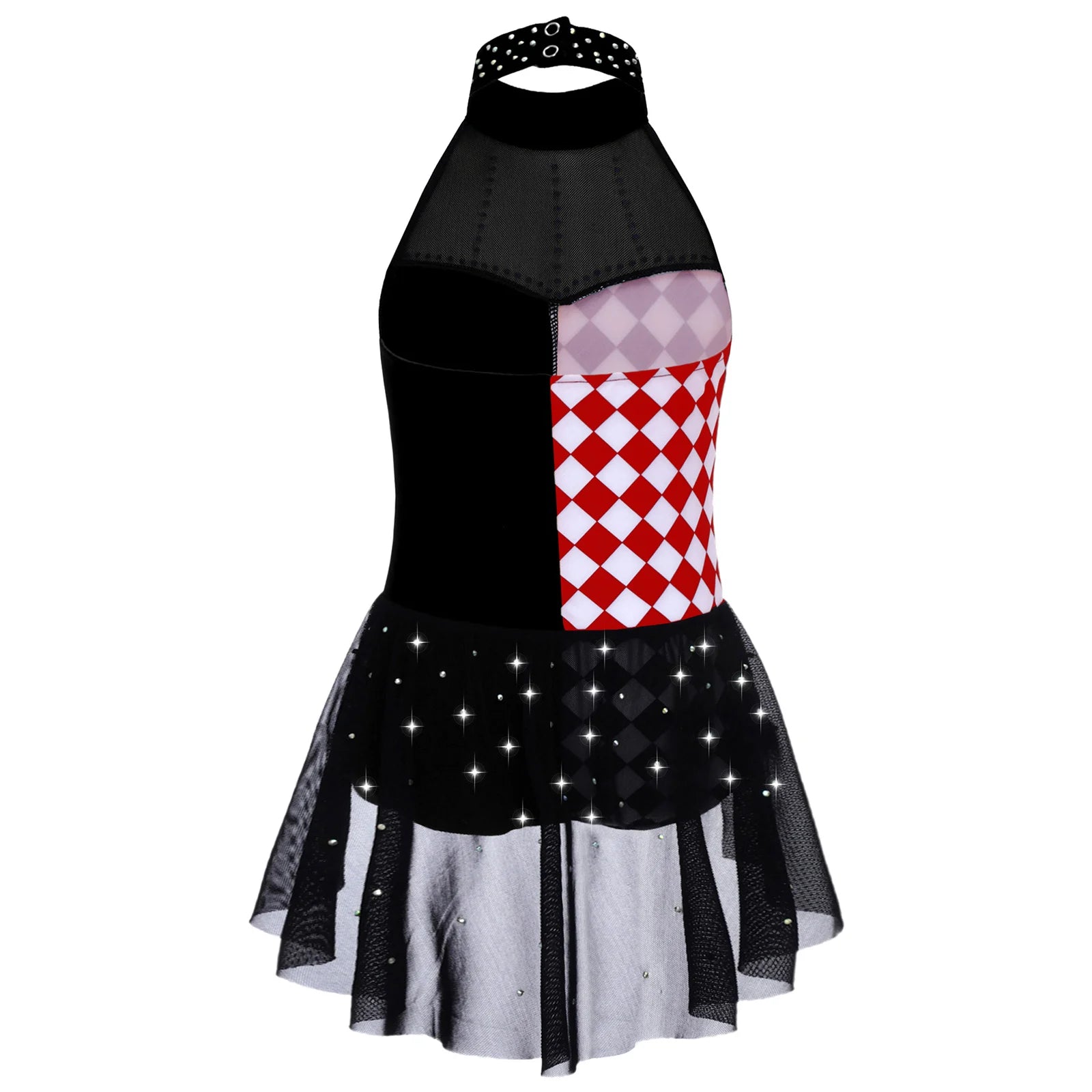 Kids Girls Clown Circus Ringmaster Costume Halloween Costume Skirted Leotard Color Block - Black / 10