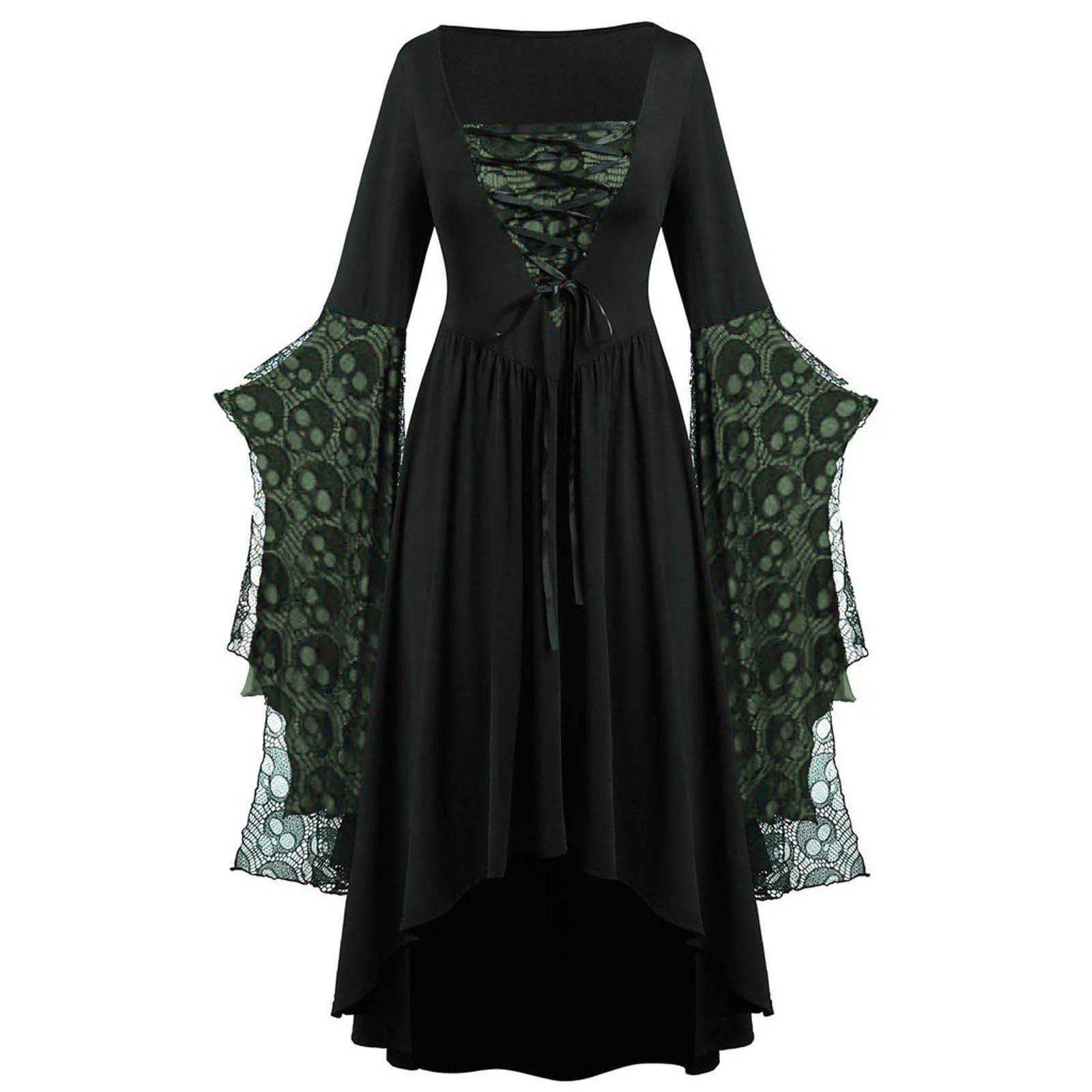 Gothic Dresses Women Vintage Witch Vampire Dress Dresses Up Carnival Dress Trumpet