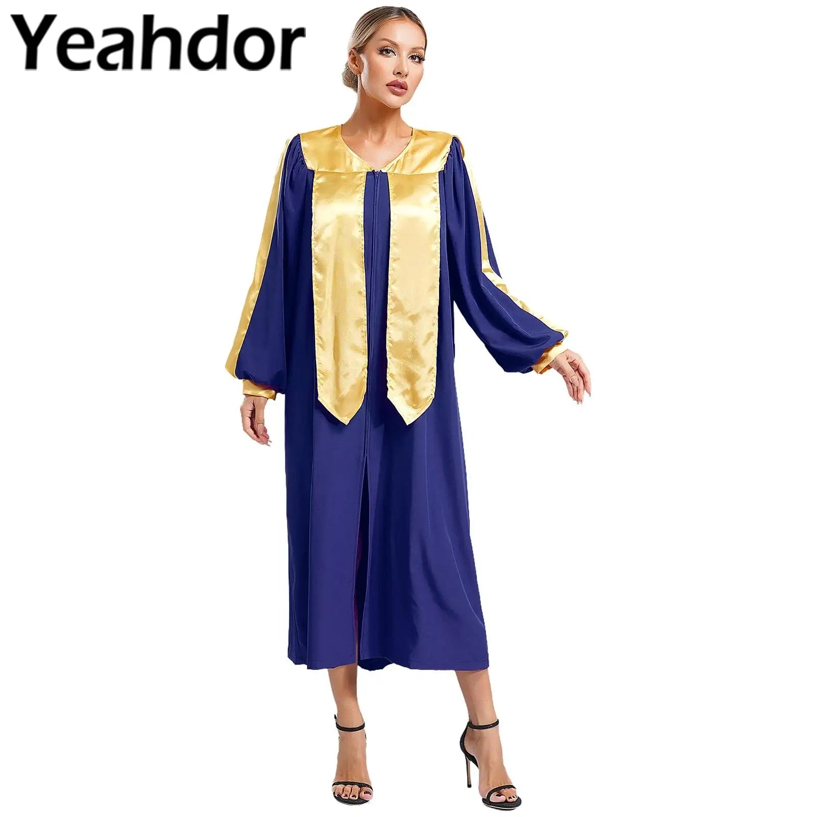 Adult Church Choir Robe V-neck Long Sleeve Judge Robe Graduation Gown Costume