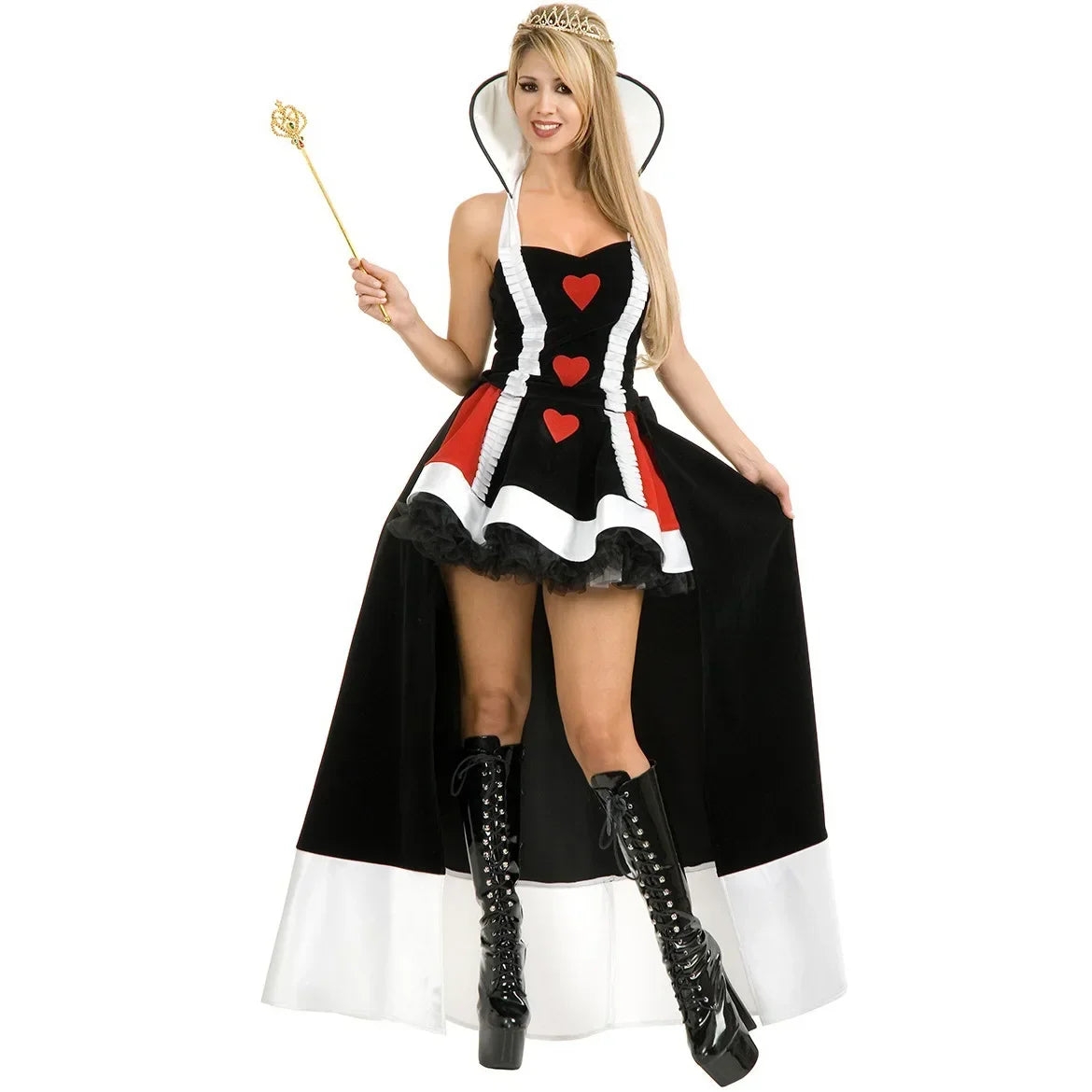 Women's Queen of Hearts Costume – Red & Black Halloween Dress