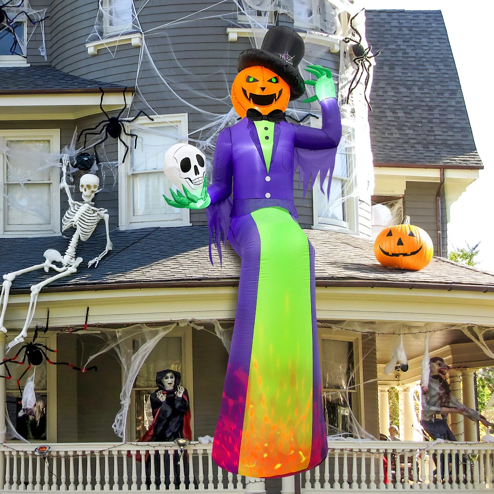 10FT Giant Halloween Inflatables, Scary Sitting Inflatable Pumpkin Decorations Outdoor for Roof Balcony Lawn - product image 3