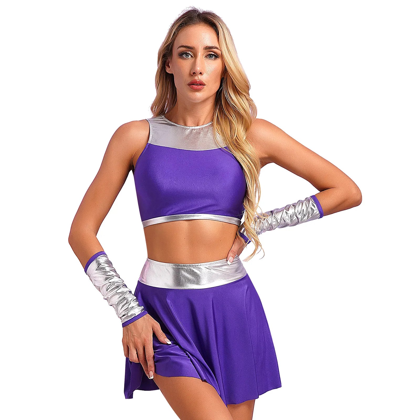 Women's Anime Princess Sleeveless Crop Top Gloves And Mini Costume - alternate view 7