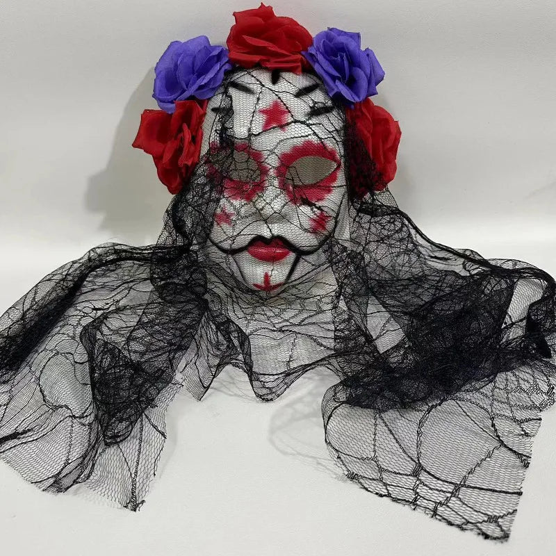 Halloween Ghost Bride Cosplay Mask Black Lace Veil Mexican Day Carnival Masks - product image 2