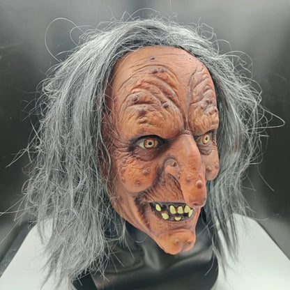Creepy Witch Mask with Lifelike Wrinkles & Gray Hair - Halloween Scary Costume Accessory - View 8