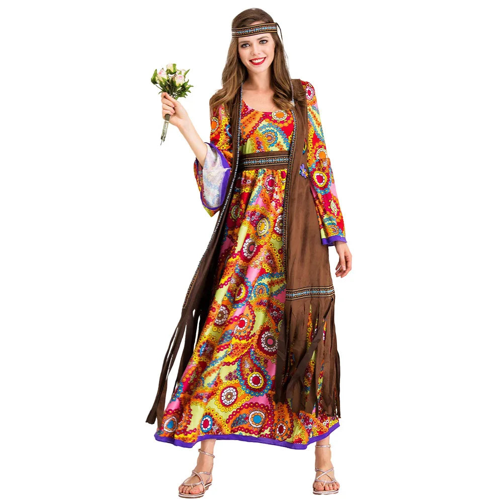 Women's Disco Retro 60s 70s Hippie Funky Native Costume - alternate view 7