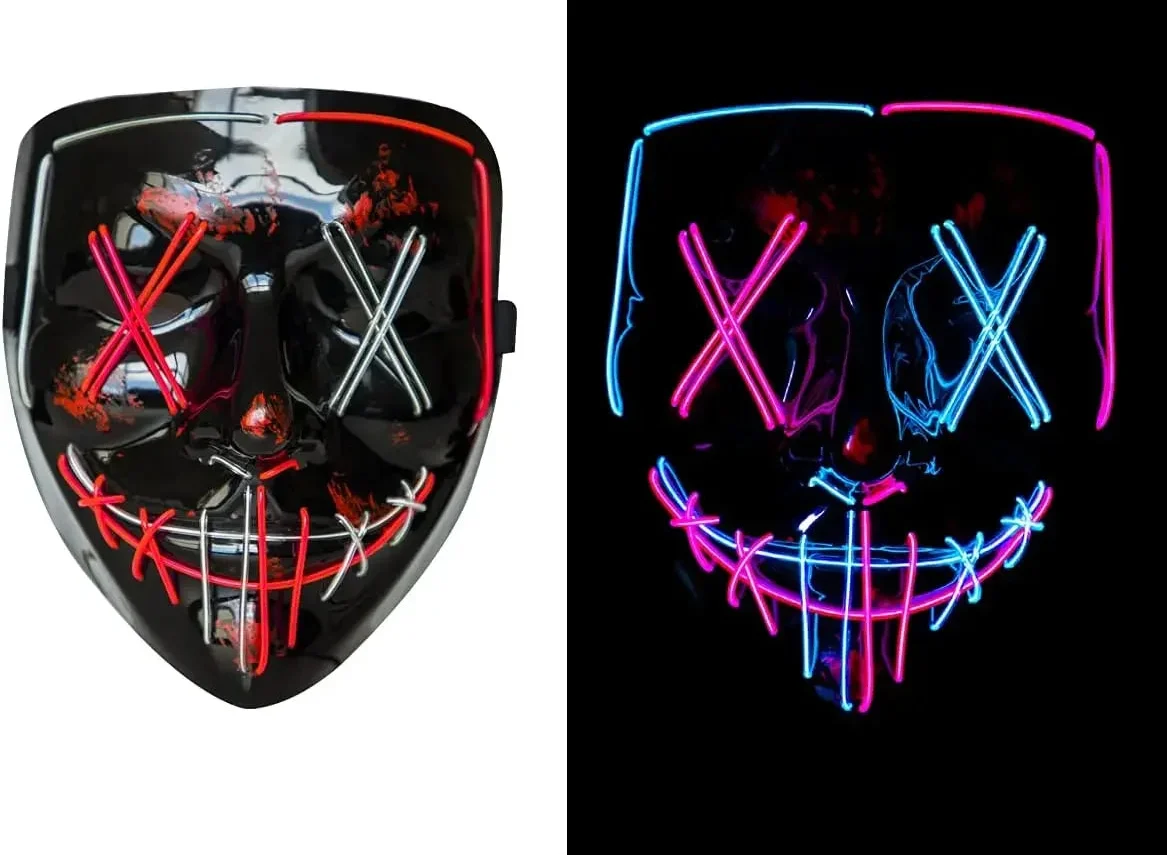 2-Piece LED Light-Up Halloween Masks – Full Face