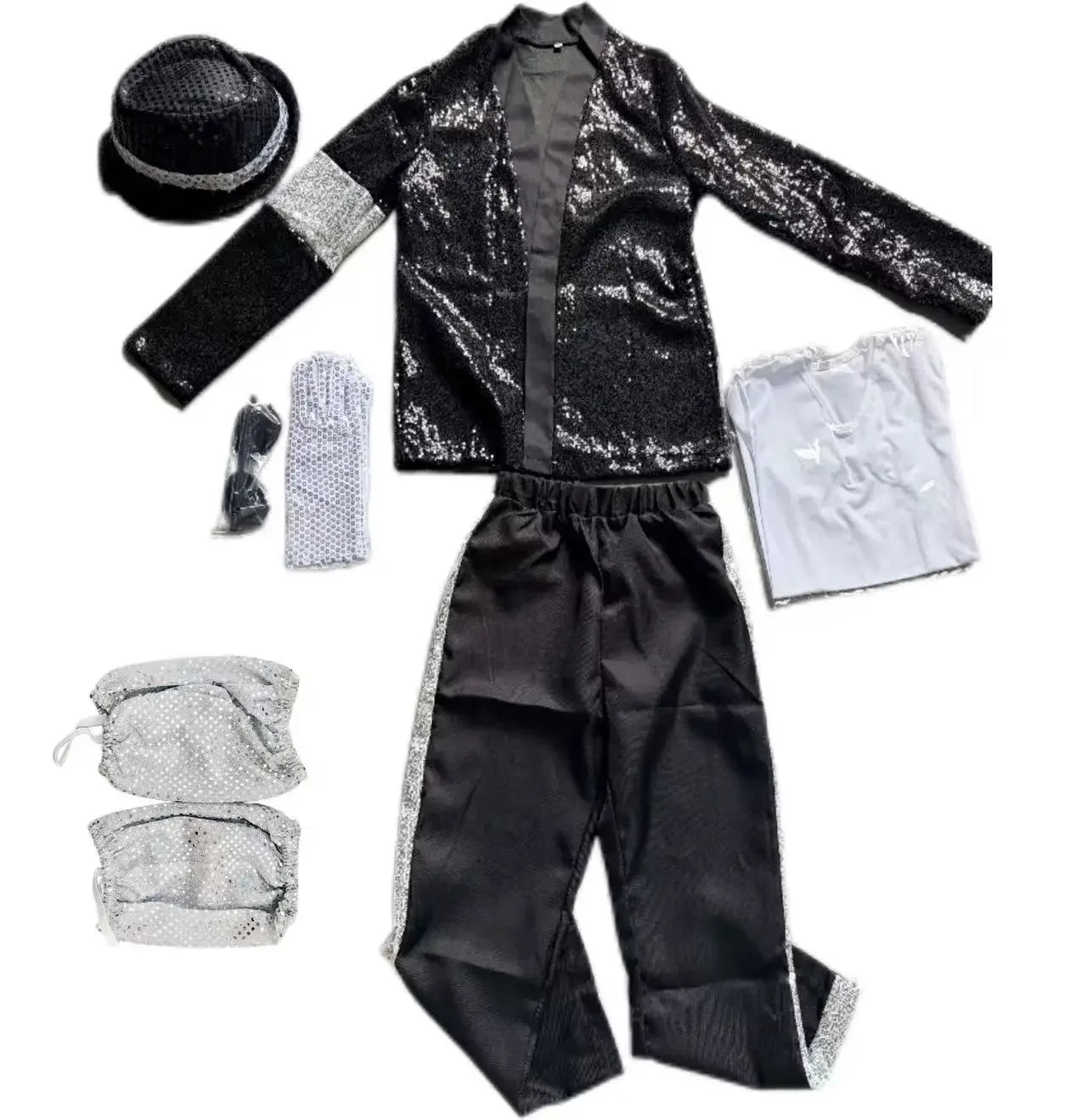 Halloween Coplay Outfit for Show Performance Michael Jackson Celebrity Birthday Billie - WHITE / XXL