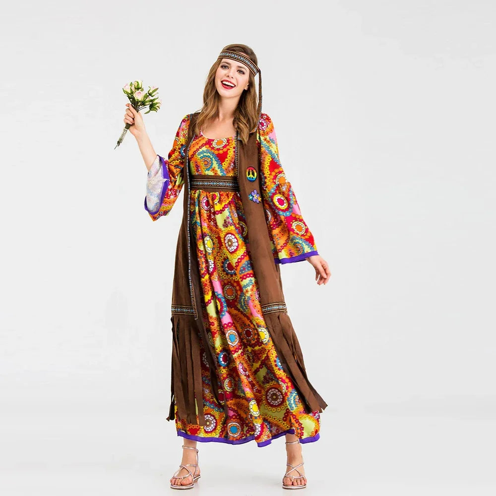 Women's Disco Retro 60s 70s Hippie Funky Native Costume - alternate view 4