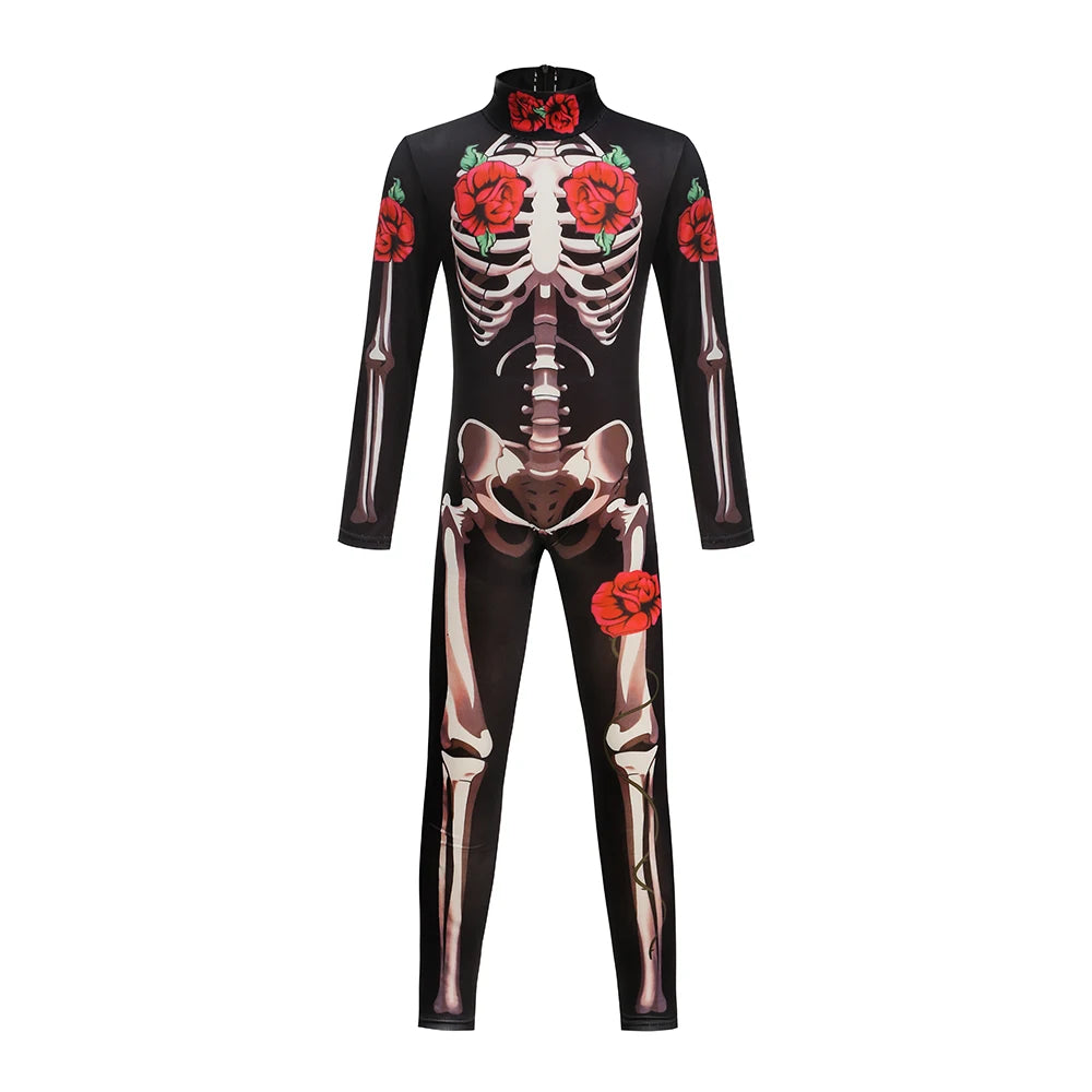 Girls Halloween Cosplay Ghost Bride Gothic Jumpsuit Rose Skeleton Scary - product image 2